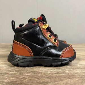Nike ACG Toddler Boots Black & Brown Leather Lace-Up Waterproof Rubber sz 4C